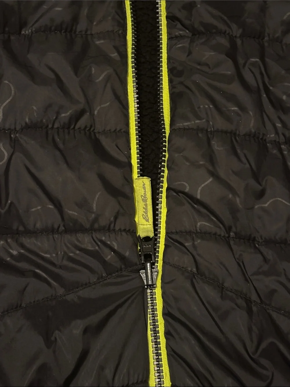 Eddie Bauer Kids Black Hooded Puffer Jacket with Lime Trim